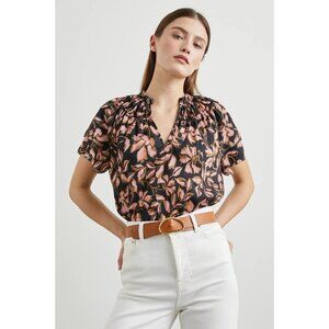 Rails Kamila Shirt Flutter Sleeve Jasmine Gray Pink Tan Size Large L
